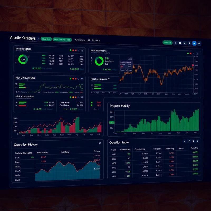Panel de monitorización índigo de Cloudqastro con tarjetas de estrategia y barras de riesgo