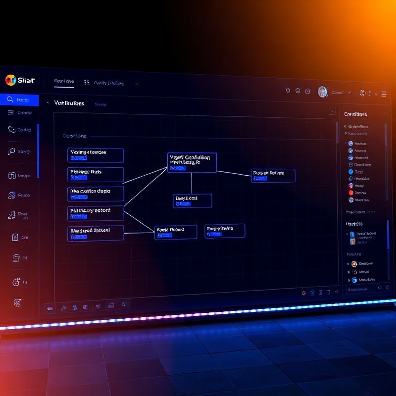 Editor visual de bloques lógicos de Cloudqastro para configurar estrategias de trading
